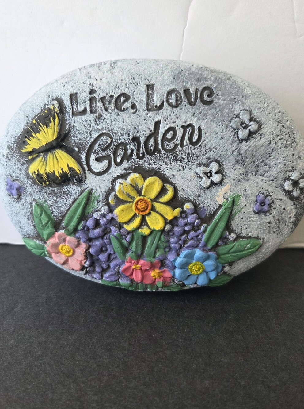 Fairy Garden Decorative Stone Plaque Butterfly Flowers Home